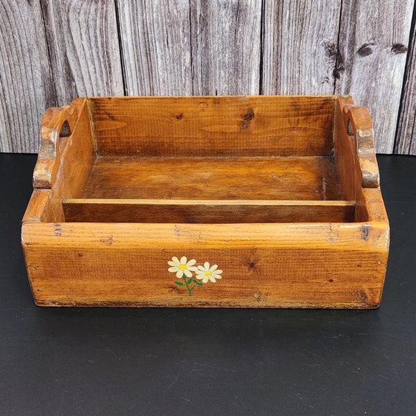 Wooden garden box vintage handpainted folk art