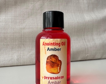 Amber Anointing Oil from the Holy Land – 60 ml / 2.02 fl. oz. Prayer Oil Made in Jerusalem Israel