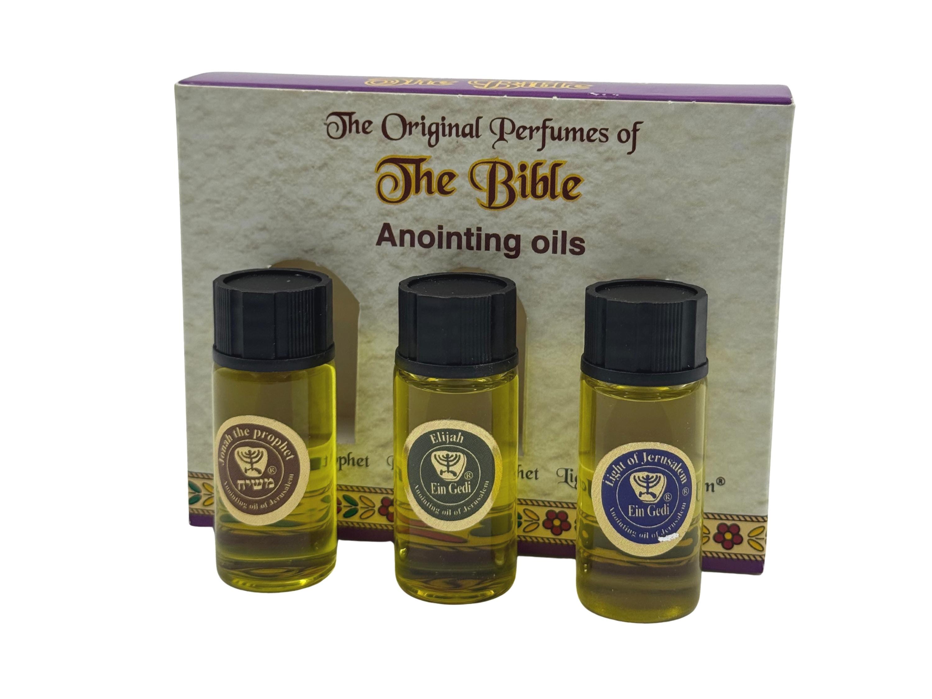 Anointing Oil Gift Set - 3 Bottles 8ml - Jonah, Elija, Light of Jerusalem - Holy Land Oils for Prayer, Meditation & Spiritual Use