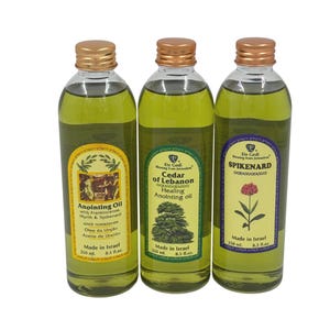 Large Anointing Oils Set - 3 x 250ml Bottles - Spikenard, Cedar of Lebanon, Frankincense Myrrh Blend - Holy Land Oils for Prayer & Healing