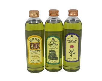 Large Anointing Oils Set - 3 x 250ml Bottles - Spikenard, Cedar of Lebanon, Frankincense Myrrh Blend - Holy Land Oils for Prayer & Healing