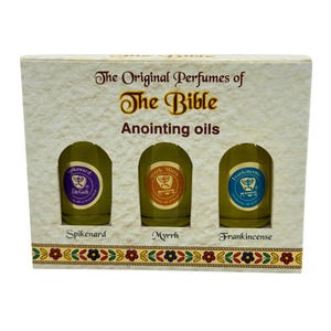 Anointing Oil Gift Set - 3 Bottles 8ml - Spikenard, Myrrh, Frankincense - Holy Land Oils for Prayer, Meditation & Spiritual Use