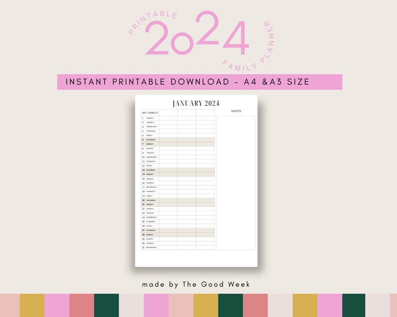 2024 Printable Calendar 2024 Printable Family Calendar 2024 Printable ...