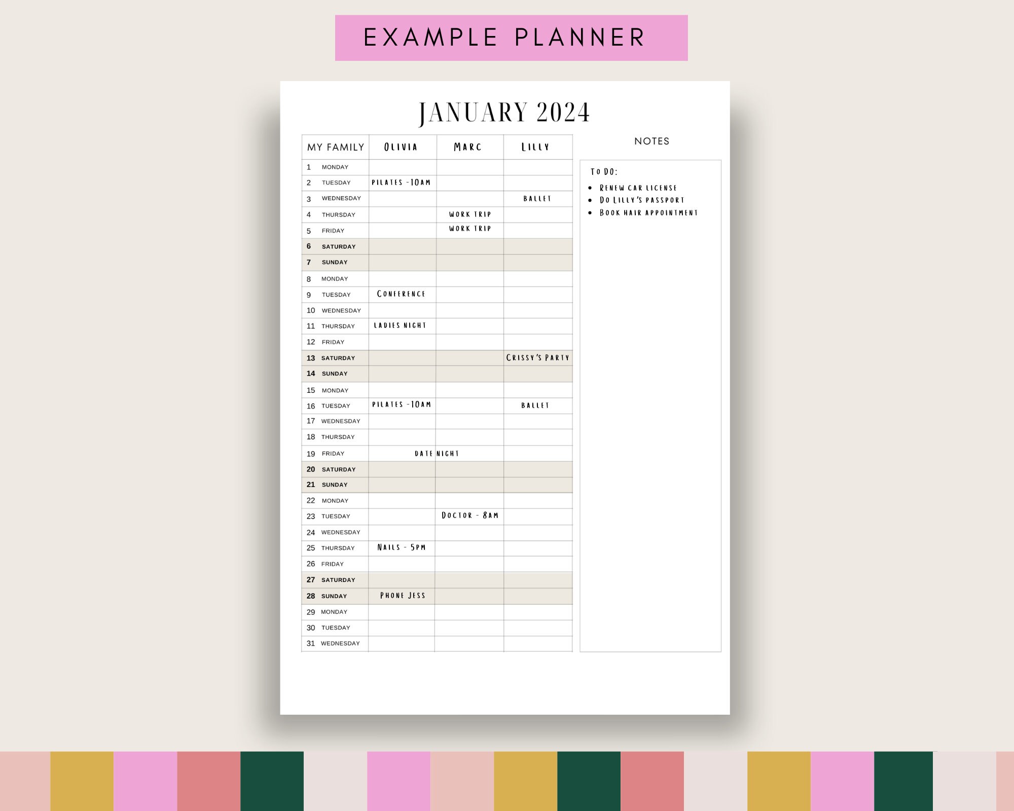 2024 Printable Calendar 2024 Printable Family Calendar 2024 Printable ...