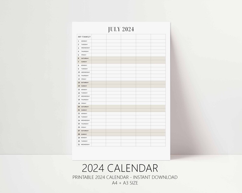 2024 Printable Calendar 2024 Printable Family Calendar 2024 Printable