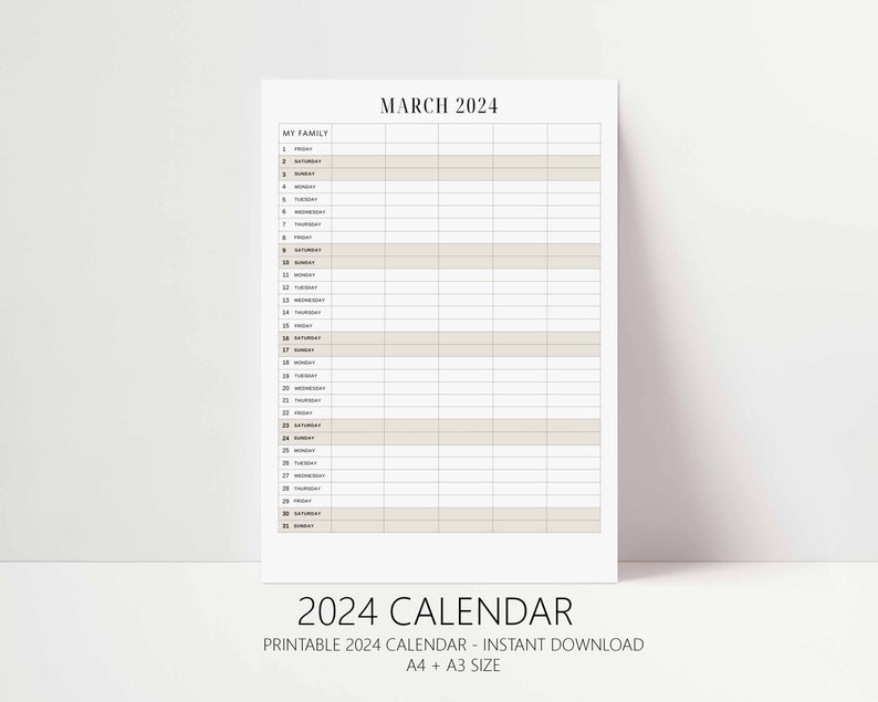 2024 Printable Calendar 2024 Printable Family Calendar 2024 Printable