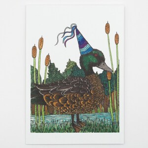 Chestnut Teal Duck Greeting Card Native Australian Birthday Card Hand Drawn Recycled Paper Celebration Blank Card All Occasion Nature Card