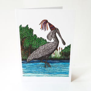Royal Spoonbill Greeting Card Native Australia Birthday Card Hand Drawn Customisable Party Blank Card All Occasion Personalised Nature Card