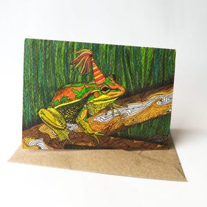 Southern Bell Frog Greeting Card Native Australian Birthday Card Hand Drawn Recycled Paper Celebration Blank Card All Occasion Nature Card