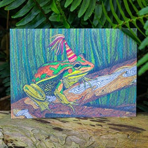 Southern Bell Frog Greeting Card Native Australian Birthday Card Hand Drawn Recycled Paper Party Print Blank Card All Occasion Nature Card