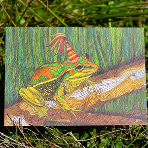 Southern Bell Frog Greeting Card Native Australian Birthday Card Hand Drawn Recycled Paper Party Print Blank Card All Occasion Nature Card