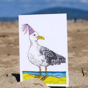 Seagull Bird Greeting Card Native Australian Birthday Card Hand Drawn Recycled Paper Celebration Blank Card All Occasion Party Nature Card
