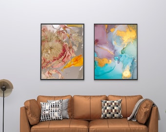 Abstract Floral Print Set: Blush Pink Watercolor Art (Digital Download)