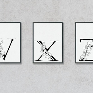 Kwiatowe litery rozdzielone A-Z SVG, drukowany znak z literą, drukowana grafika ścienna, plakat, inicjał, minimalistyczny inicjał, rozdzielony monogram