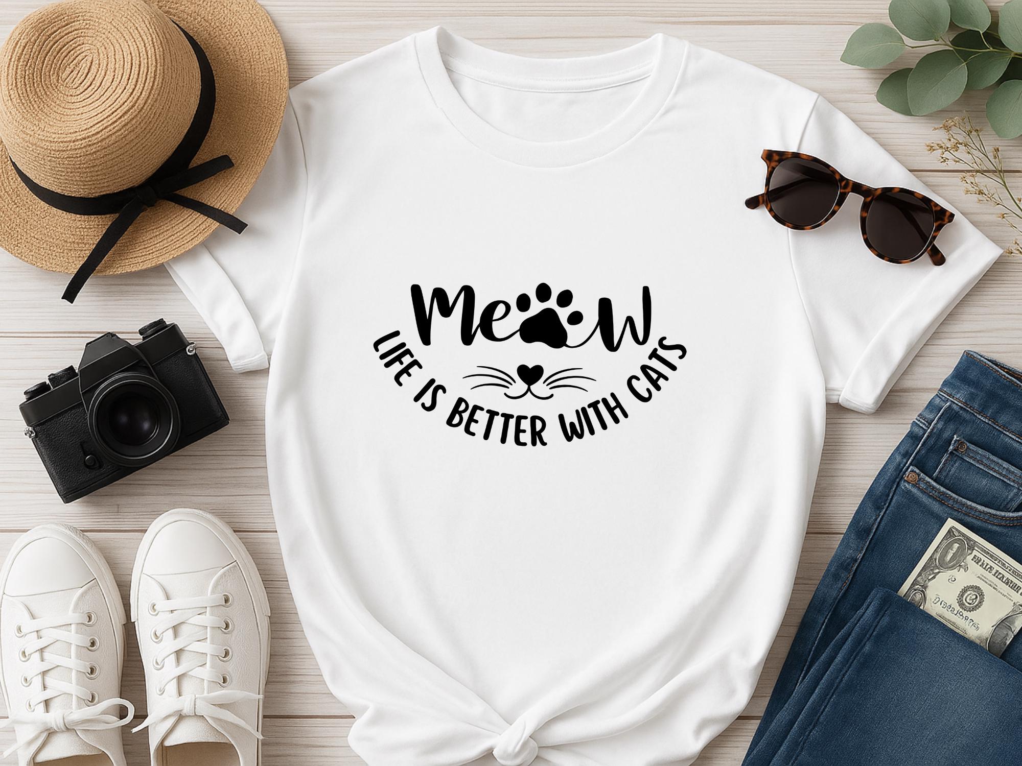 Funny Cat Wall Art Sign –"Life Is Better With Cats" Gift For Cat Lovers, Cat Lady Wall Hanging, Gift For Her