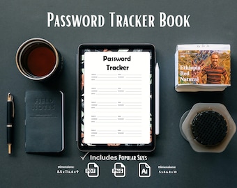 Password Tracker Book KDP Interiors (PDF, PNG, Ai Files)