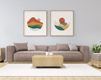 Abstract Landscape Art Prints: Modern Watercolor Set of 2 (Digital Download)