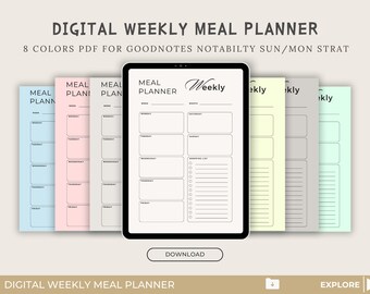 Planificador de comidas semanal digital: plantilla Goodnotes (PDF)