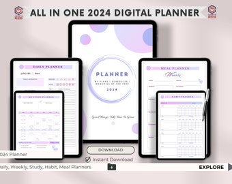 2024 Digital Planner 2024 Portrait Planner 2024 Dated Planner Digital Life Planner GoodNotes 2024 Planner iPad Template Notability Undated
