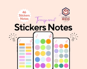 Neutral Digital Sticky Notes: 46 PNG Stickers (Digital Download)