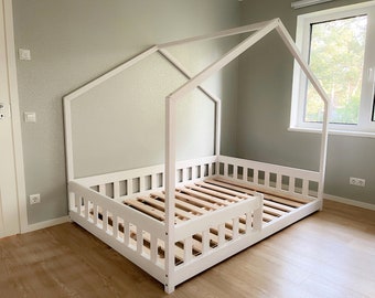 Choose bed height -- Floor bed or chosen height. My First Bed · House bed, Crib, Twin, Full & Queen sizes - Over 18 colors and finishes!