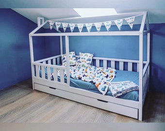 My First Bed · House bed with trundle, Crib, Twin, Full & Queen sizes - Over 18 colors and finishes!