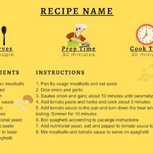 Recipe Card Template - Customizable / Editable Recipe Cards  4x6 - Canva