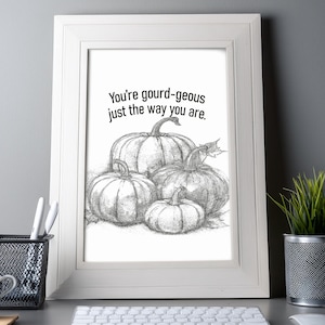 Gourd Art Print: Autumn Wall Decor, Halloween Printable (Digital Download
