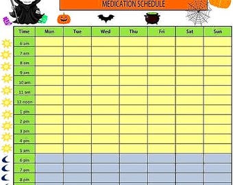 Printable Medication/*Pill Schedule Planner* Halloween edition for your Prescriptions or Supplements /Dark Humor Season