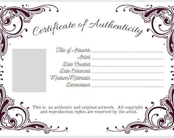 Editable Gallery Exhibit *Certificate of Authenticity* for your original art works
