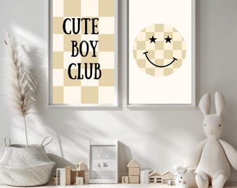 Boys nursery print. Cute boy club prints. Boys bedroom wall art. Nursery wall art. Cool kids club print. Neutral nursery prints.