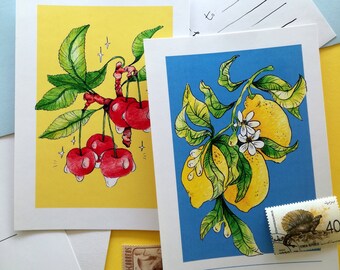Fruit Postcard Set - 2 A6 Fruit Illustration Prints