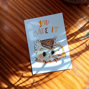 Vous avez réussi ! Illustration de chat carte de remise des diplômes