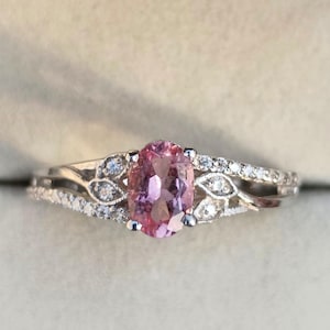 Natural Tourmaline & Moissanite Gemstone Ring, 925 Sterling Silver Ring, Emerald Ring, Silver Ring, Engagement Ring for Women Gift.