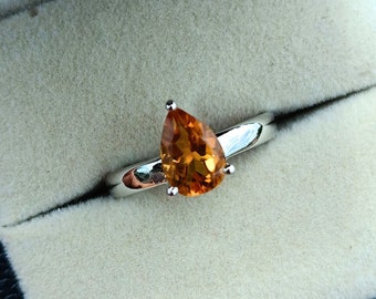 Beautiful Citrine Ring In 925 Sterling Silver Ring, Birthday Gifts, Anniversary Gifts, November Birthstone, 3 Prong Ring   Gift for Her.