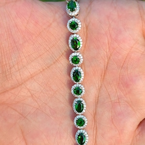 Natural Chrome Diopside In 925 Sterling Silver Bracelet For Birthday Gifts Anniversary Gifts, Wedding Gifts, Engagement Gifts, Gift for Her.