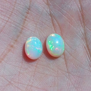Natural Ethiopian Opal Rainbow Pair Opal Cabochon Loose Gemstone 7x9x4mm Oval Shape 3.20Cts Ethiopian Opal Smooth Loose Gemstone For Jewelry