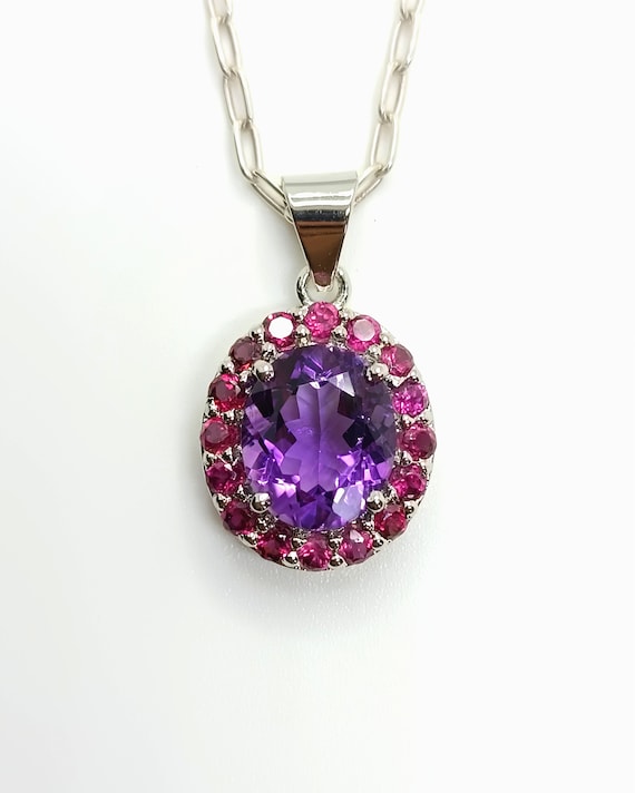 Citrine Amethyst And Garnet Necklace Amethyst Pendant Garnet