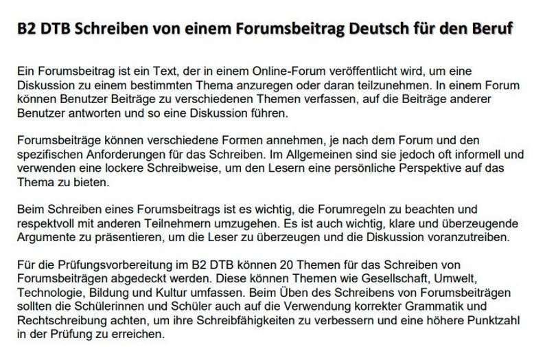 B2 DTB Beruf Forumsbeitrag Beispiel 15 Seite Etsy.de
