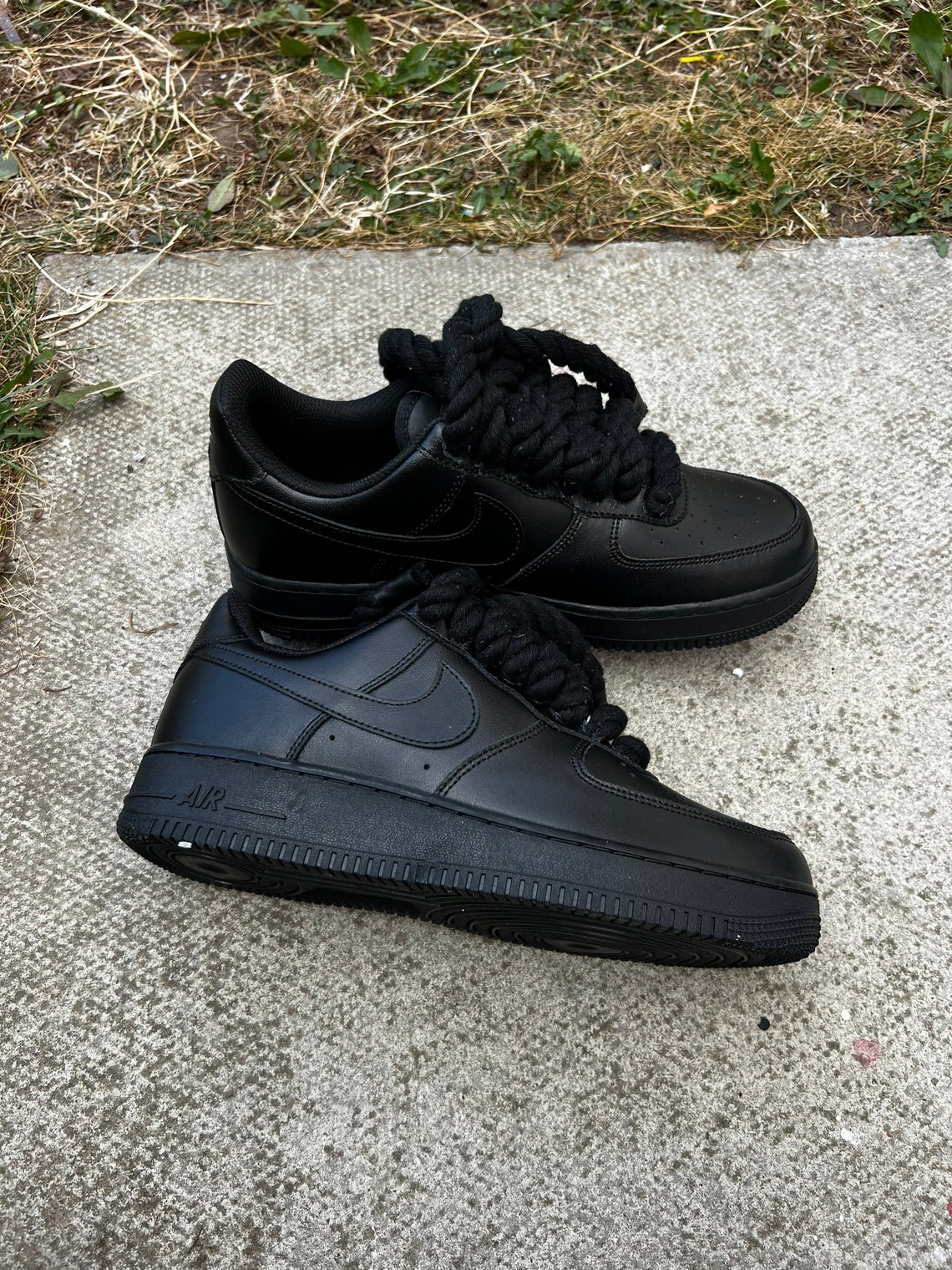 Custom Black Air Force One Rope Black Laces Custom Air Force 1 Etsy Custom Black Air Force One Rope Black Laces Custom Air Force 1 Etsy