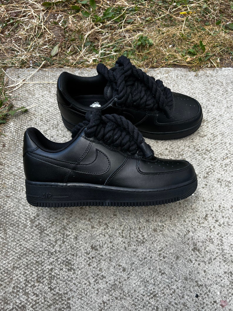 Custom Black Air Force One Rope Black Laces Custom Air Force 1 - Etsy