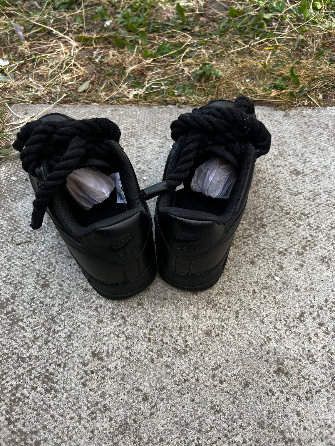 Custom Black Air Force One Rope Black Laces Custom Air Force 1 Etsy