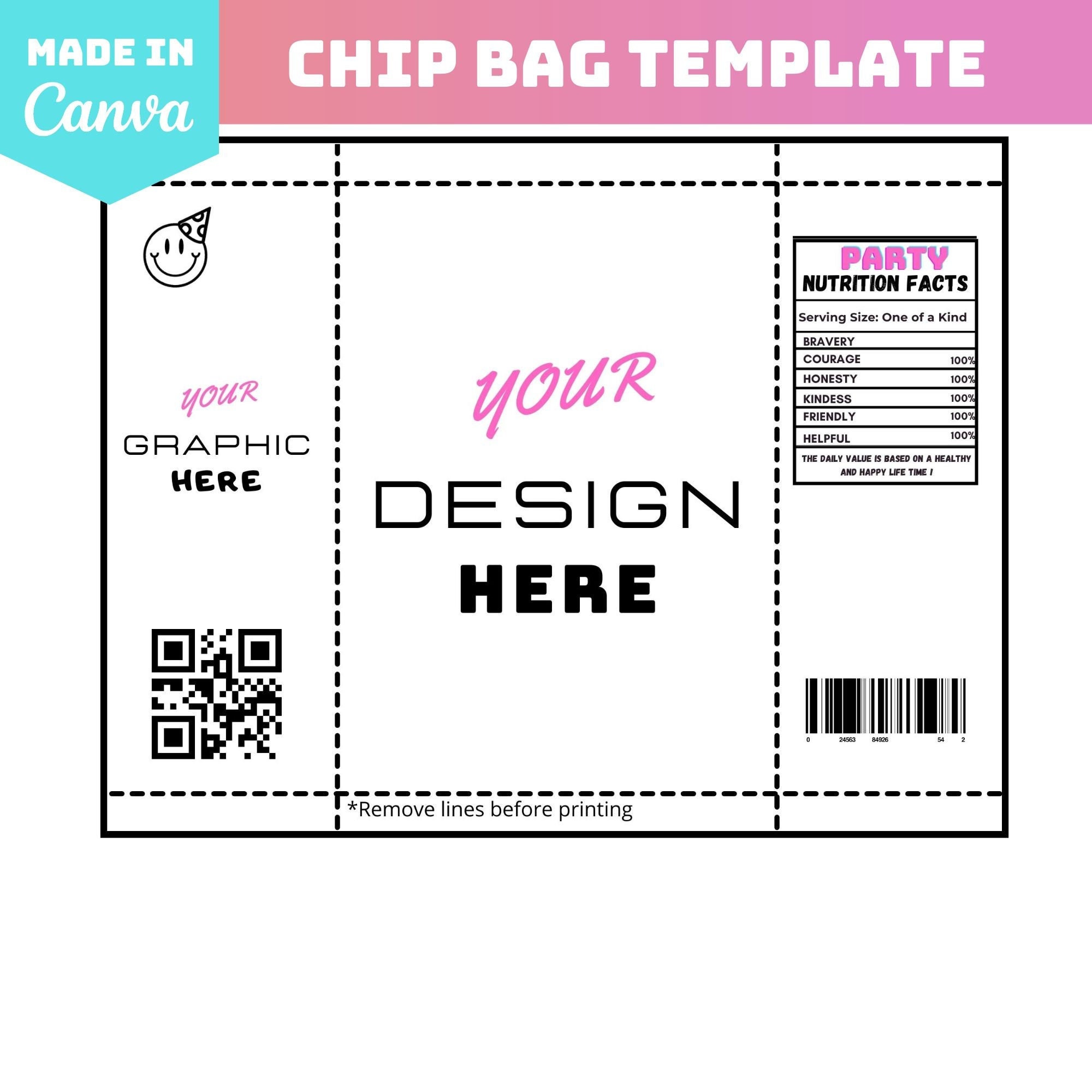 Chip Bag Template for Cricut - Etsy