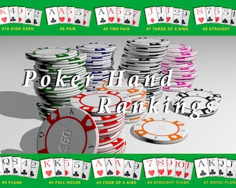 Poker and texas hold'em hand ranking cards