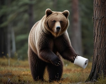 Fun Grizzly Bear poster, Toilet Humour!