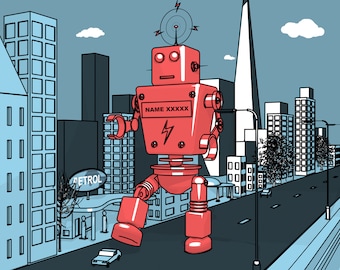 Personalised Robot in city print