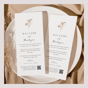 Wedding Thank You Card With QR Code Template, Welcome and Thank You Table Cards, Evening Reception Napkin Note, Place Setting Thank You LB01