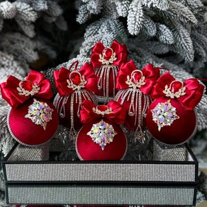 BURGUNDY VELVET CHRISTMAS decorations, burgundy rhinestone tree ornaments,dark red decorations for home tree,burgundy xmas baubles,Xmas ball