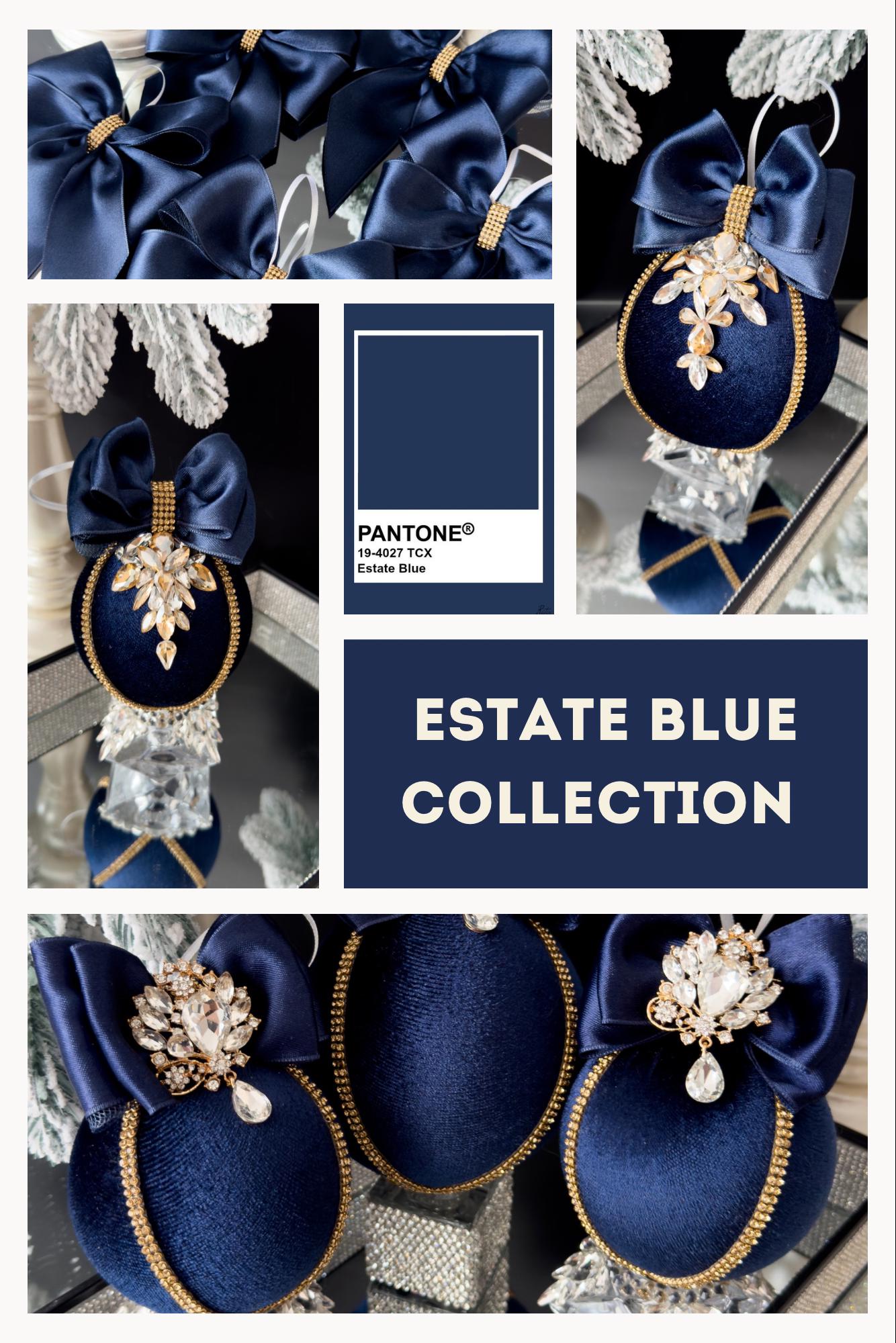 NAVY BLUE VELVET Christmas Decorations 3.15”/4”,blue Christmas