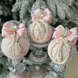 PINK VINTAGE Weihnachtsdekoration, rosa Baum-Deko-Set, rosa Weihnachtsschmuck, shabby chic Weihnachtskugeln, rosa Weihnachtsdeko